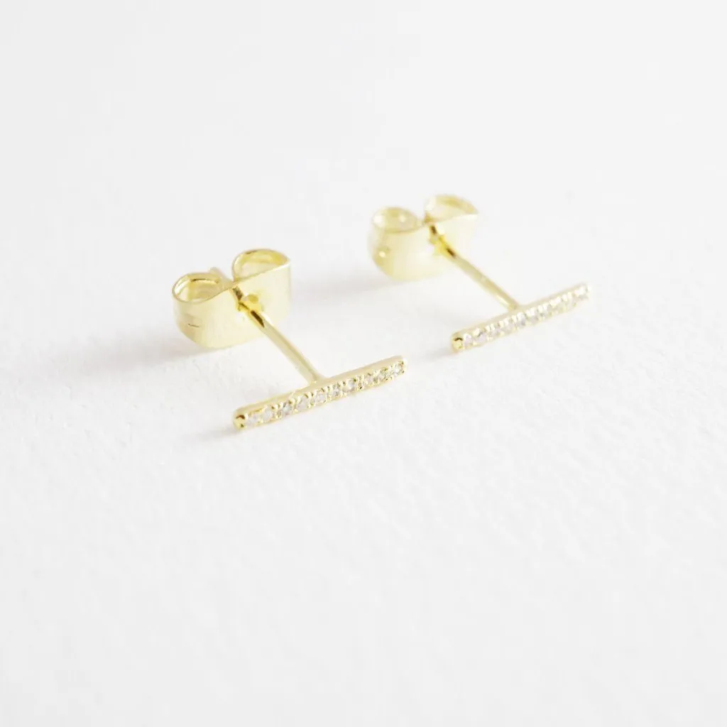 Skinny Midi Crystal Bar Earrings