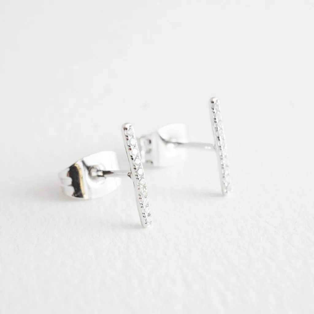 Skinny Midi Crystal Bar Earrings