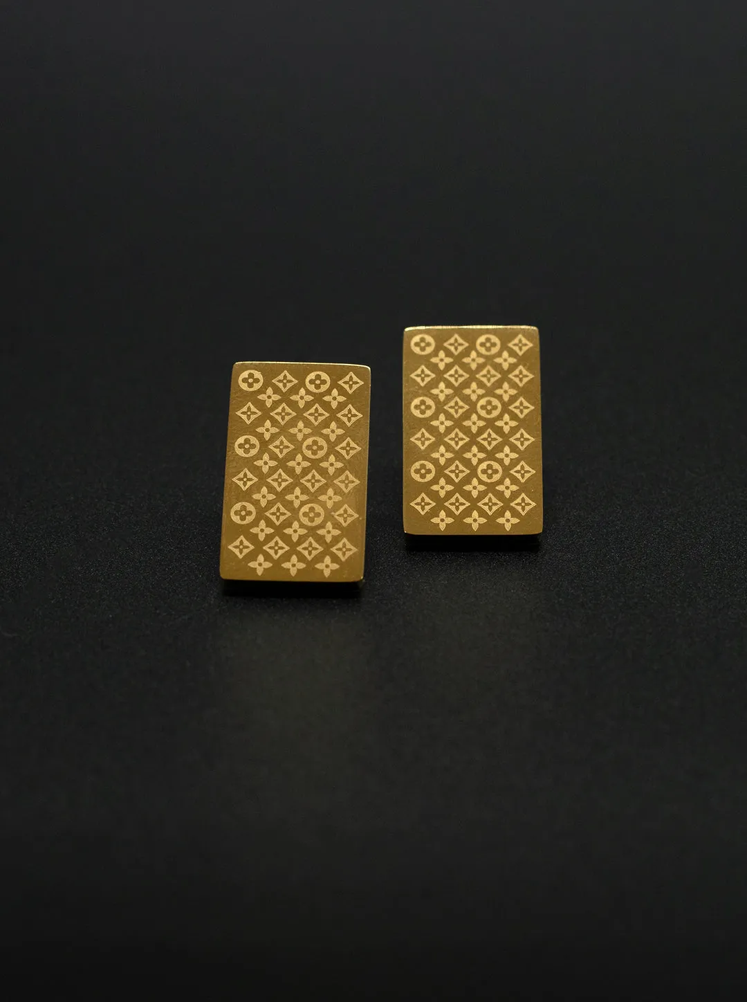 Square 22K Gold Plated Stud Earrings By Ornaio