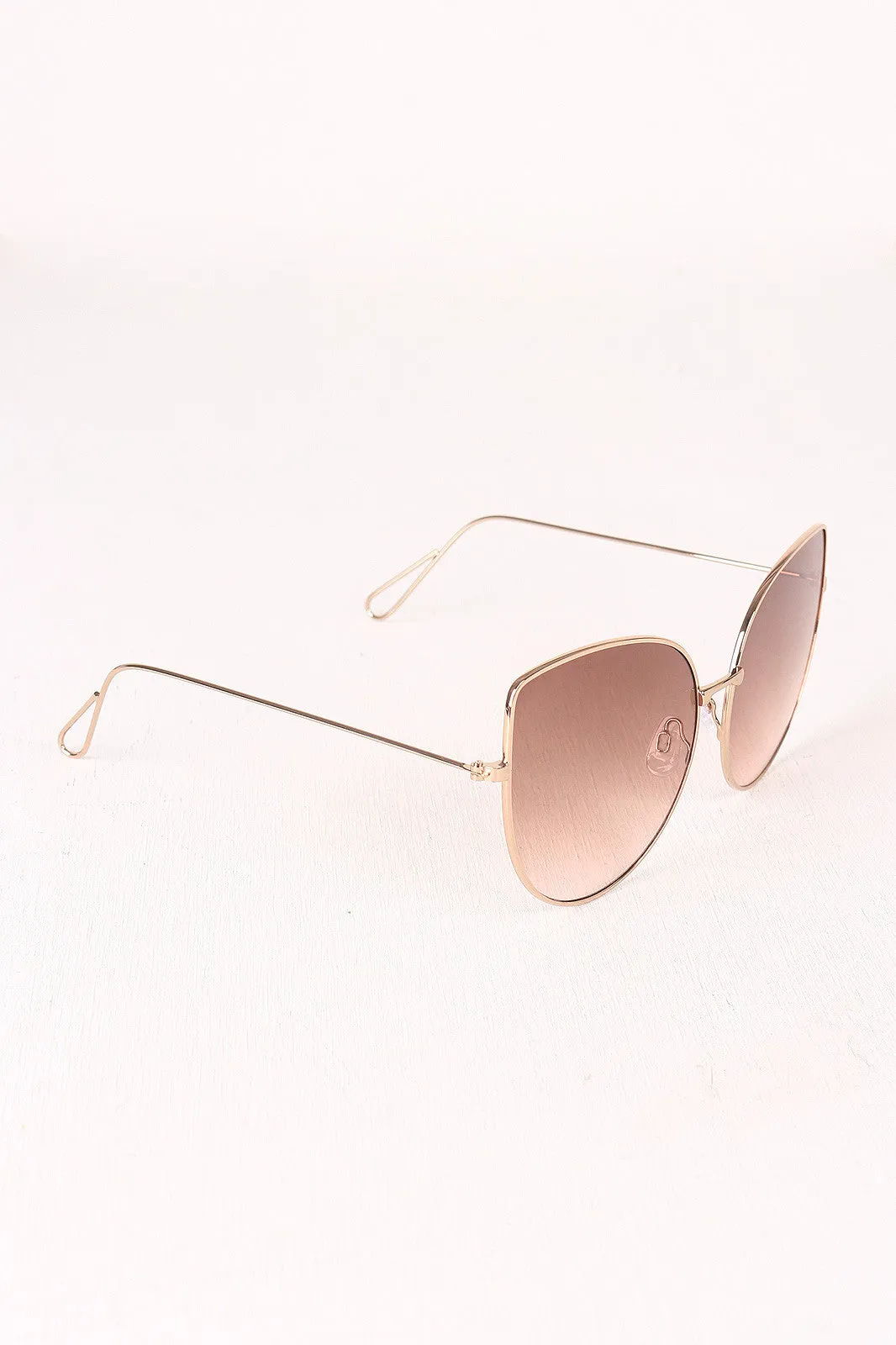 Translucent Lens Wire Framed Cat Eye Sunglasses