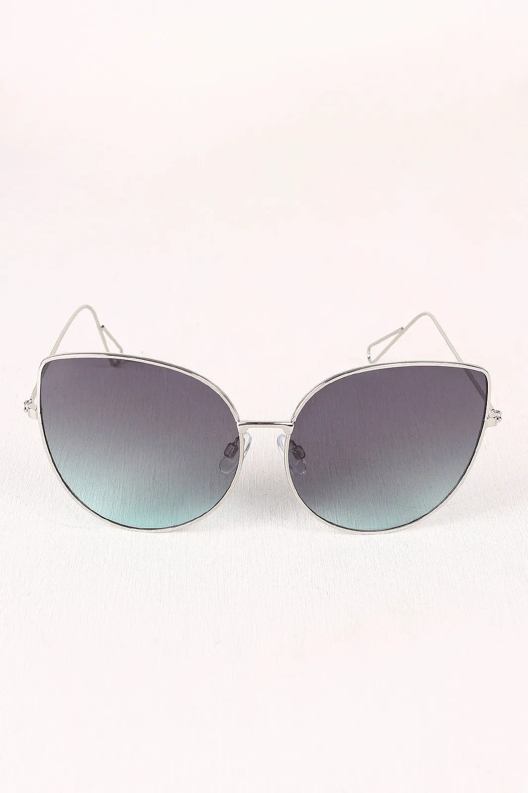 Translucent Lens Wire Framed Cat Eye Sunglasses