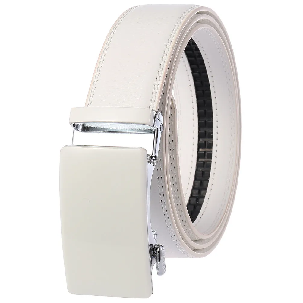 White Belt, Grey Buckle Ratchet Slide Belt